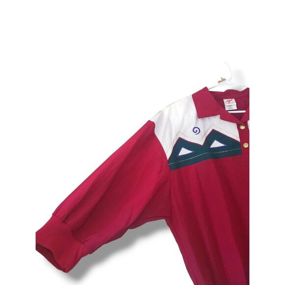 Vintage 80's Geometric Quarter Button Collared Pullover Top Sz L - Picture 11 of 14